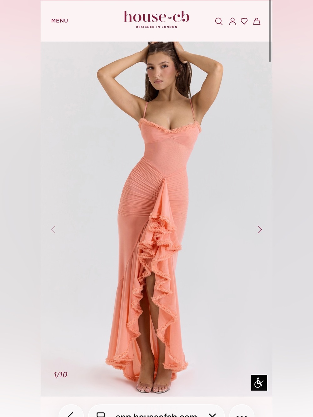 House of CB Gabbi Mesh Ruffled Front Gown - Picture 4 of 4